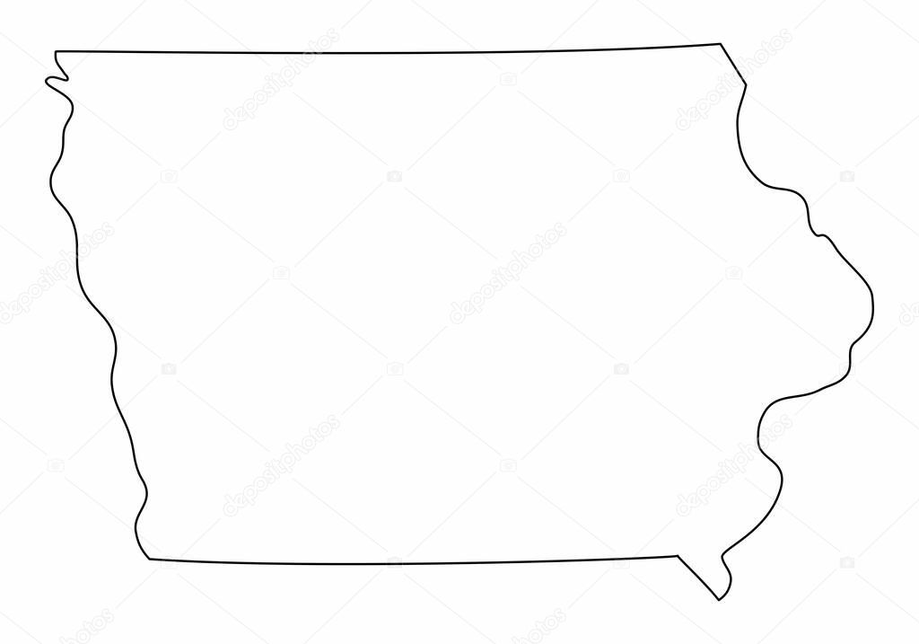 Iowa map outline isolated on white background