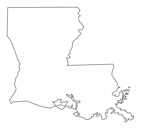 Luisiana Mapa Contorno Aislado Sobre Fondo Blanco — Vector de stock