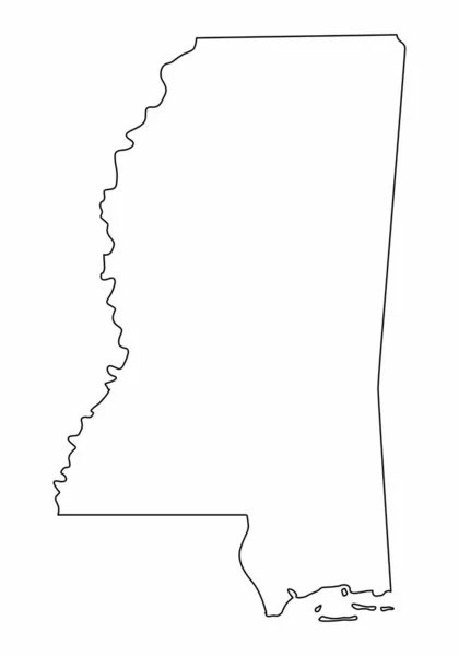 Mississippi Karta Kontur Isolerad Vit Bakgrund — Stock vektor