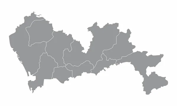 白い背景で隔離された深セン市の行政地図 — ストックベクタ