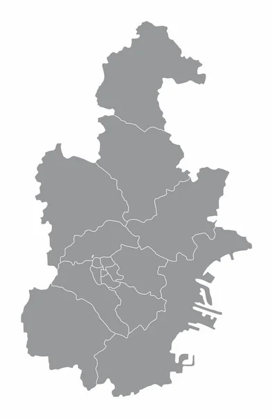 Carte Administrative Ville Tianjin Isolée Sur Fond Blanc Chine — Image vectorielle