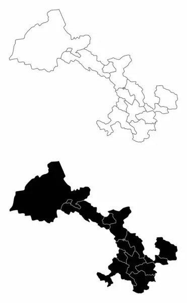 黒と白のガンセ省の行政地図 — ストックベクタ