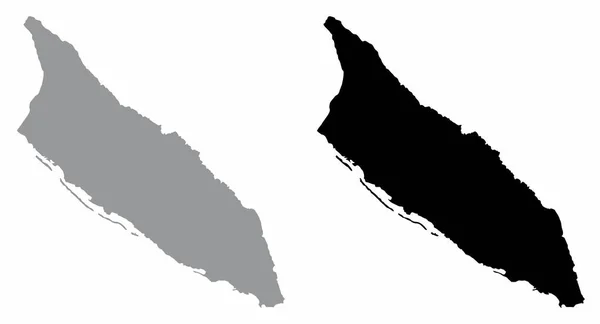 灰色と黒のアルバのシルエットマップ — ストックベクタ