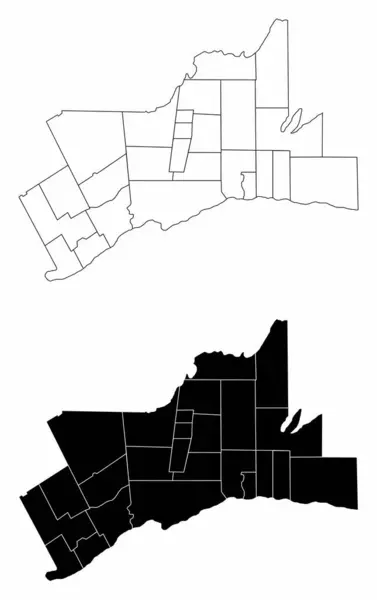 Black White Greater Toronto Administrative Maps Canada — Stock Vector