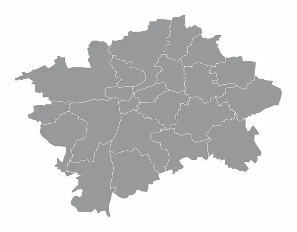 Praga Mapa Administrativo Isolado Fundo Branco República Checa —  Vetores de Stock