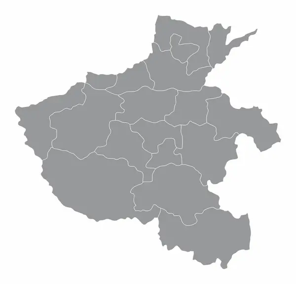 Mapa Administrativo Província Henan Isolado Sobre Fundo Branco — Vetor de Stock