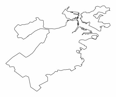 Boston şehir haritası beyaz arka planda izole edildi, ABD