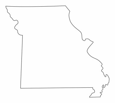 Missouri Eyaleti ana hat haritası beyaz arkaplanda izole edildi