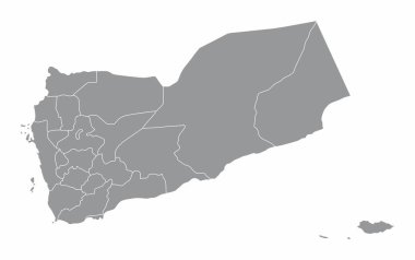 Yemen idari haritası beyaz arkaplanda izole edildi