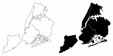 New York şehrinin siyah beyaz idari haritaları.