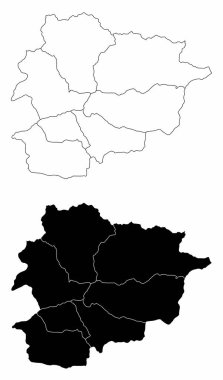 The black and white administrative maps of Andorra clipart
