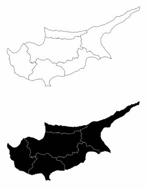 Kıbrıs 'ın siyah ve beyaz idari haritaları