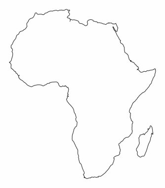 Afrika haritası beyaz arkaplanda izole edildi