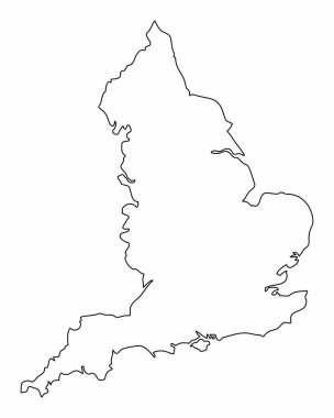 İngiltere haritası beyaz arkaplanda izole edildi