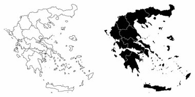 Yunanistan 'ın siyah beyaz idari haritaları