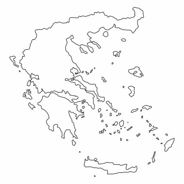 Yunanistan haritasını beyaz arkaplanda izole etti