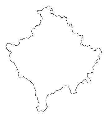 Kosova haritası beyaz arkaplanda izole edildi