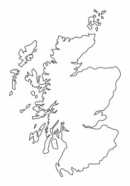 İskoçya haritası beyaz arkaplanda izole edildi
