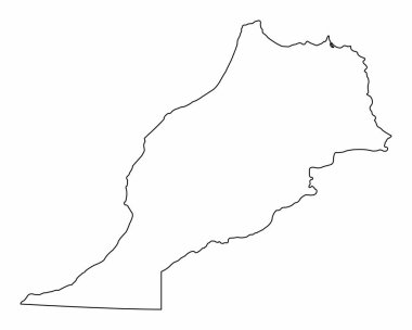 Fas ana hat haritası beyaz arkaplanda izole edildi