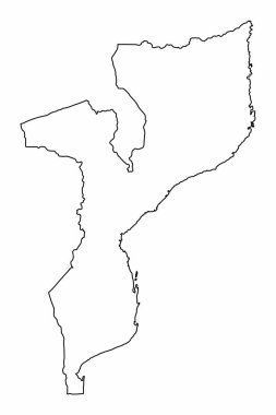 Mozambik ana hat haritası beyaz arkaplanda izole edildi