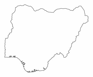 Nijerya ana hat haritası beyaz arkaplanda izole edildi