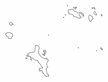 Seyşeller ana hat haritası beyaz arkaplanda izole edildi