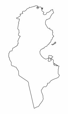 Tunus ana hat haritası beyaz arkaplanda izole edildi