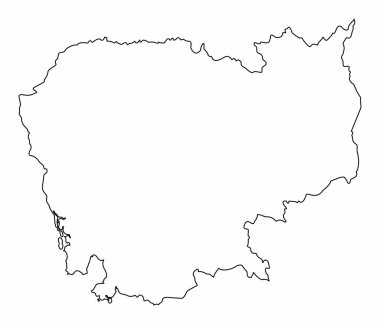 Kamboçya ana hat haritası beyaz arkaplanda izole edildi