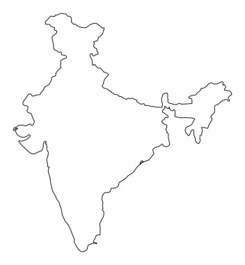 Hindistan haritası beyaz arkaplanda izole edildi