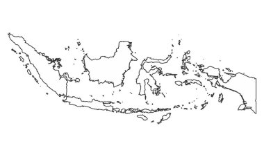 Beyaz arkaplanda izole edilmiş Endonezya ana hat haritası