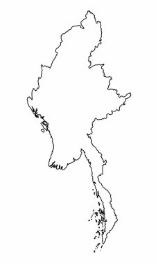 Myanmar ana hat haritası beyaz arkaplanda izole edildi