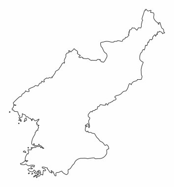 Kuzey Kore haritası beyaz arkaplanda izole edildi