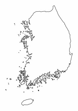 Güney Kore haritası beyaz arkaplanda izole edildi
