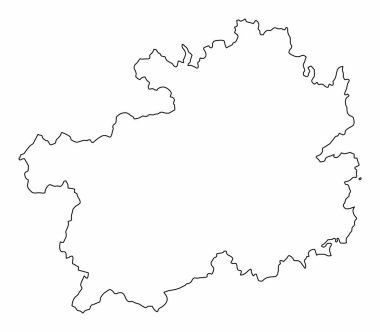 Guizhou Eyaleti haritası beyaz arka planda izole edilmiş, Çin