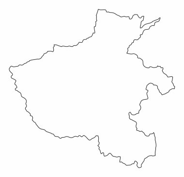 Henan Eyaleti haritası beyaz arka planda izole edilmiş, Çin
