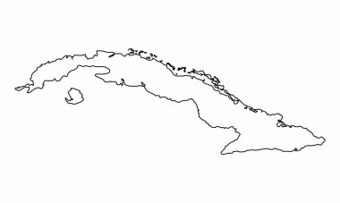 Küba ana hat haritası beyaz arkaplanda izole edildi