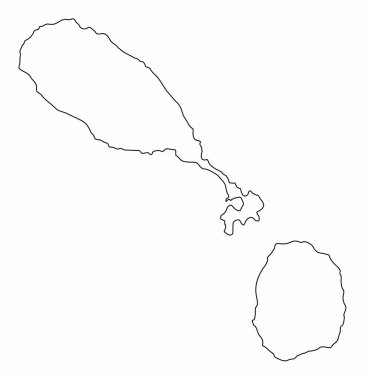 Saint Christopher ve Nevis haritası beyaz arkaplanda izole edildi