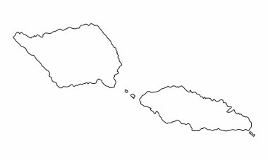 Samoa ana hat haritası beyaz arkaplanda izole edildi