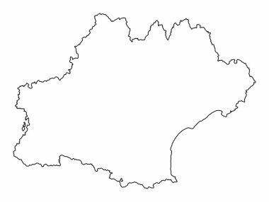 Occitanie haritası beyaz arka planda izole edildi, Fransa