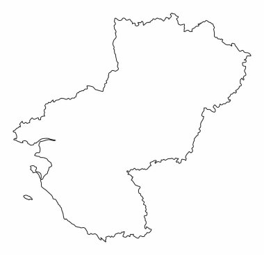 Ücretler de la Loire anahat haritası beyaz arka planda izole, Fransa