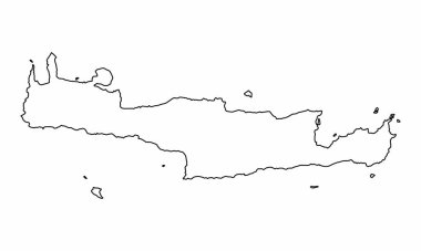 Girit Adası ana hat haritası beyaz arka planda izole edildi, Yunanistan