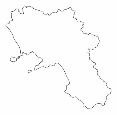 Beyaz arkaplanda izole edilmiş Campania ana hat haritası, İtalya