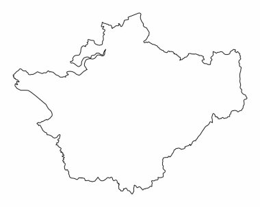 Cheshire county, outline map isolated on white background, England