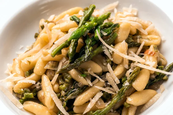 stock image Asparagus in Cavatelli pasta, cooked dish in plate  