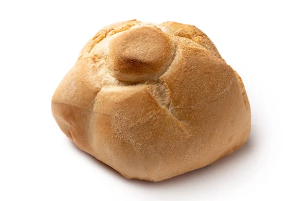 一个圆形的德皇卷面包 白色孤立 — 图库照片