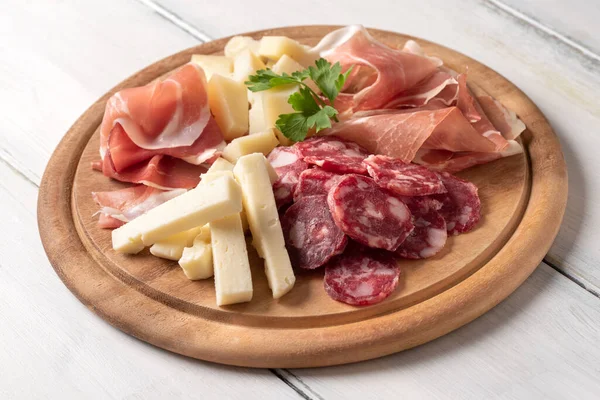 Sliced Salami Cheese Ham — Stock Photo, Image