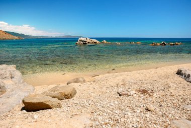 Sardinia, panoramic view of Muravera beach, in Italy, Europe
