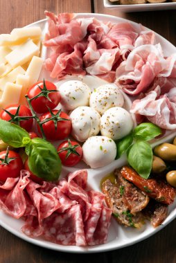Platter with variety of Italian appetizers