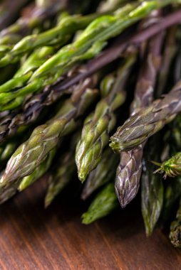 Closeup view of green raw asparagus