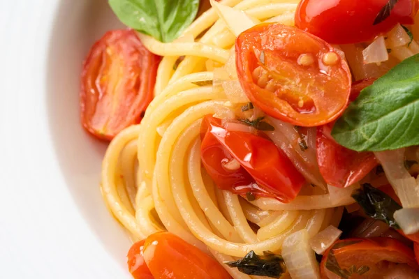 Espaguetis Con Verduras Vista Cerca — Foto de Stock